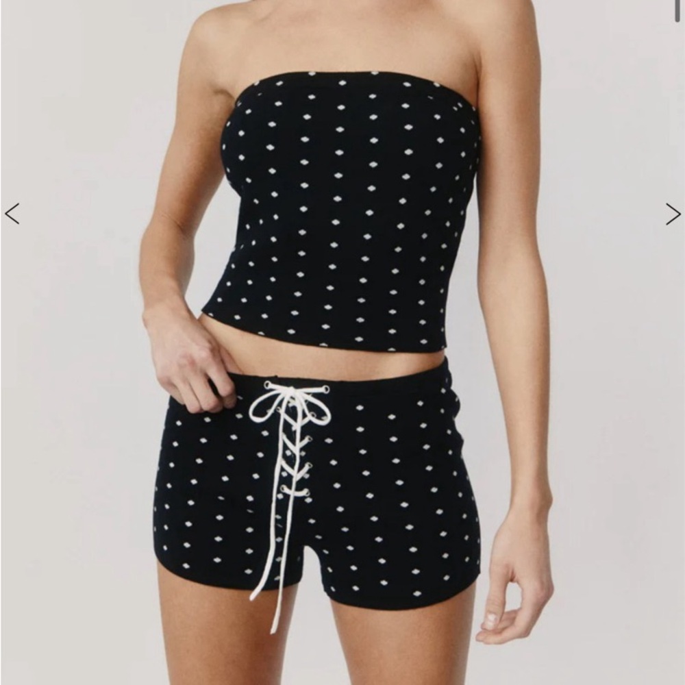 With Jean Black and White Polka Dot Set